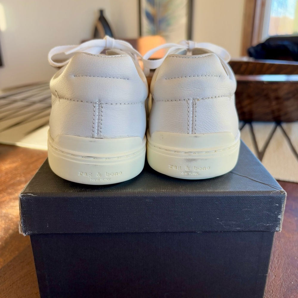 RAG & BONE Kent Lace Up All Leather White Sneakers New in Box-Size EU 39.5 - Picture 9 of 14